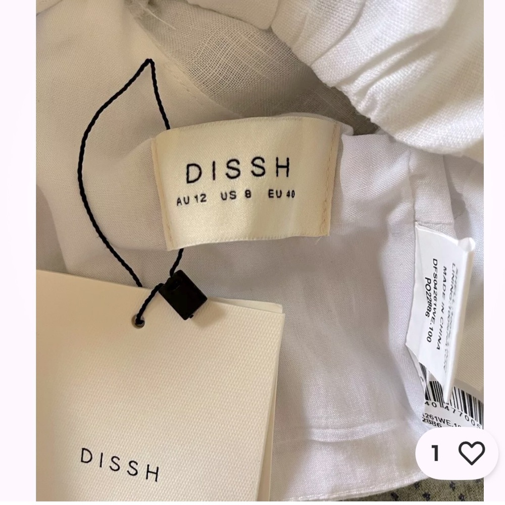 DISSH White Puff Sleeve Linen Crop Top - Picture 12 of 14